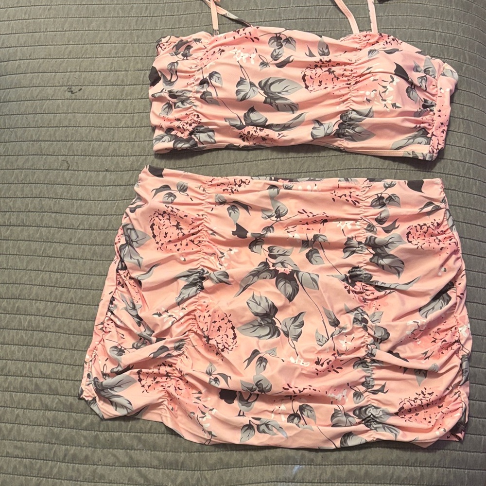 Floral Pink Ruched Bikini